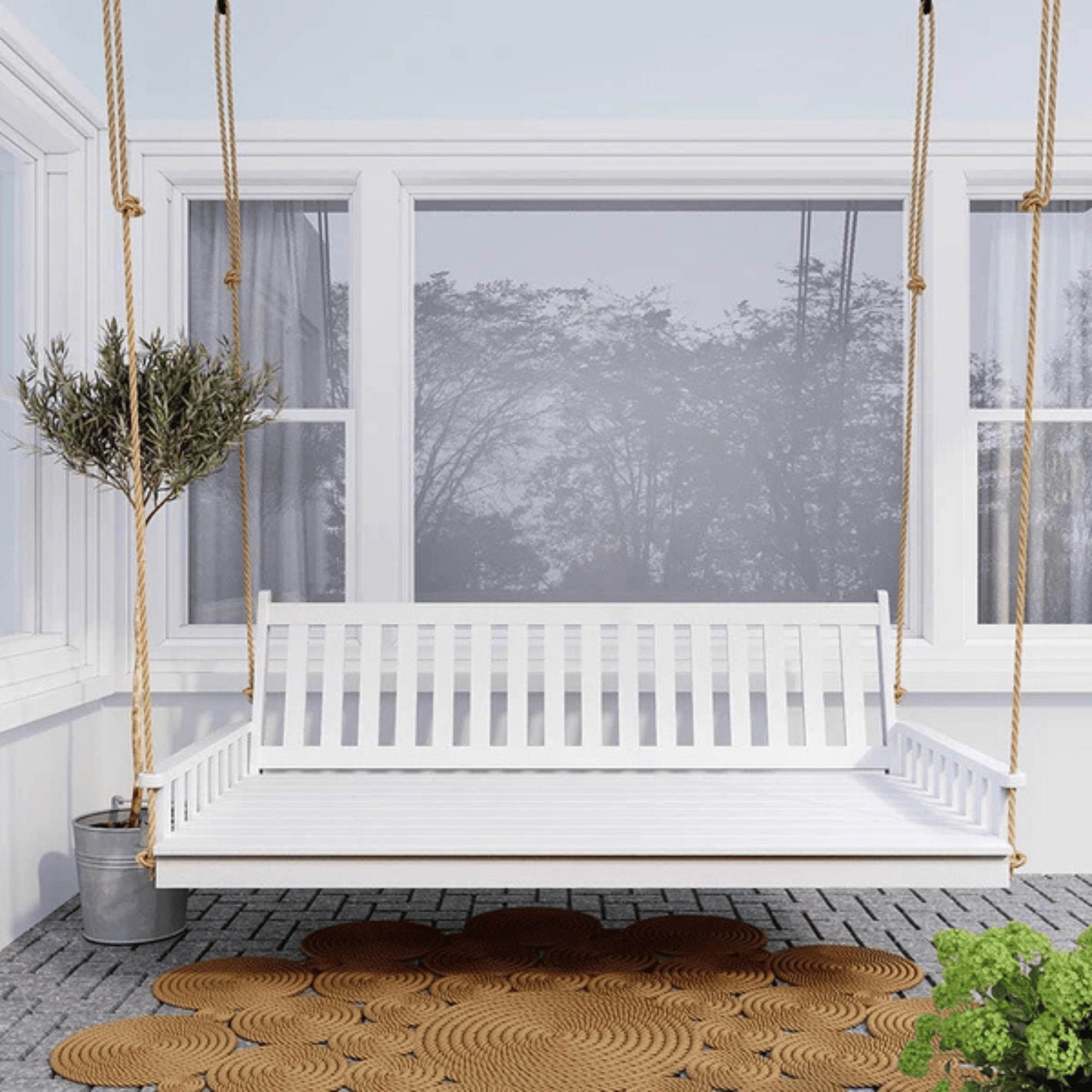 Keystone Amish Co. Twin Franklin Porch Swing Bed, White Paint