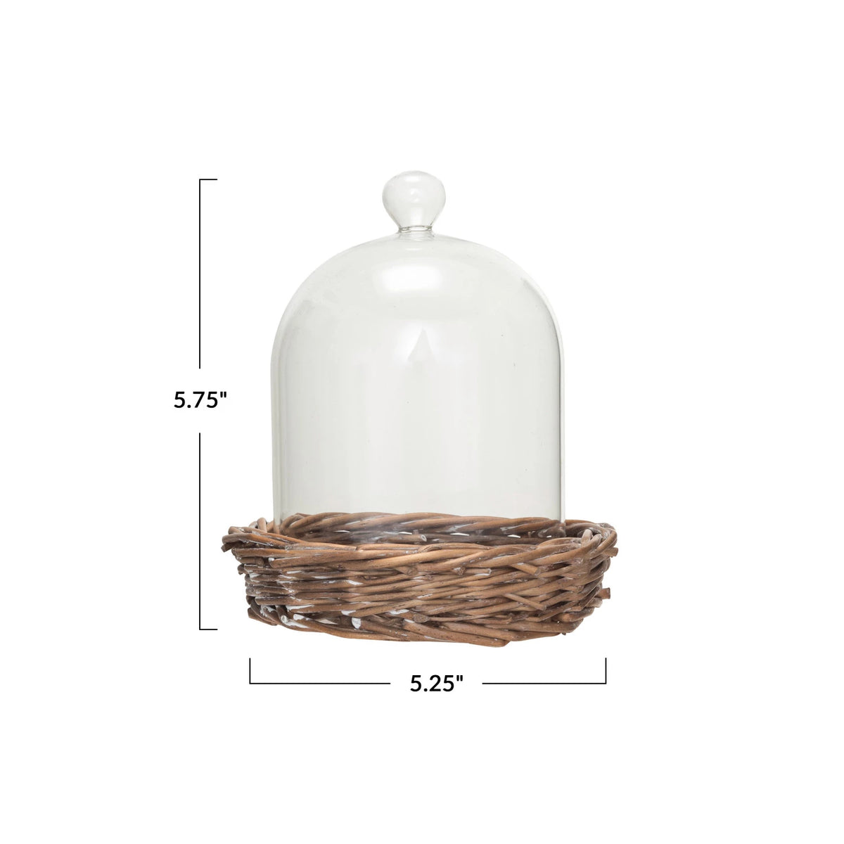 Decorative Glass Cloche w/ Woven Willow Base