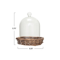 Decorative Glass Cloche w/ Woven Willow Base