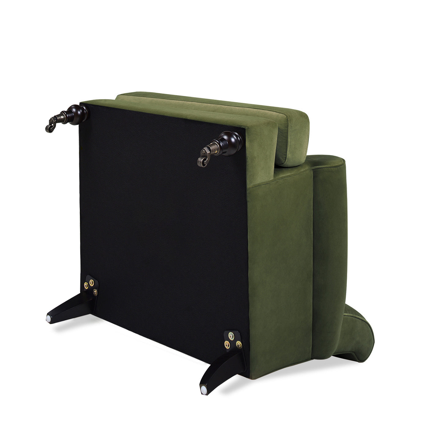 Alana 38" Lawson Accent Arm Chair Metal Casters, Olive Green Performance Velvet