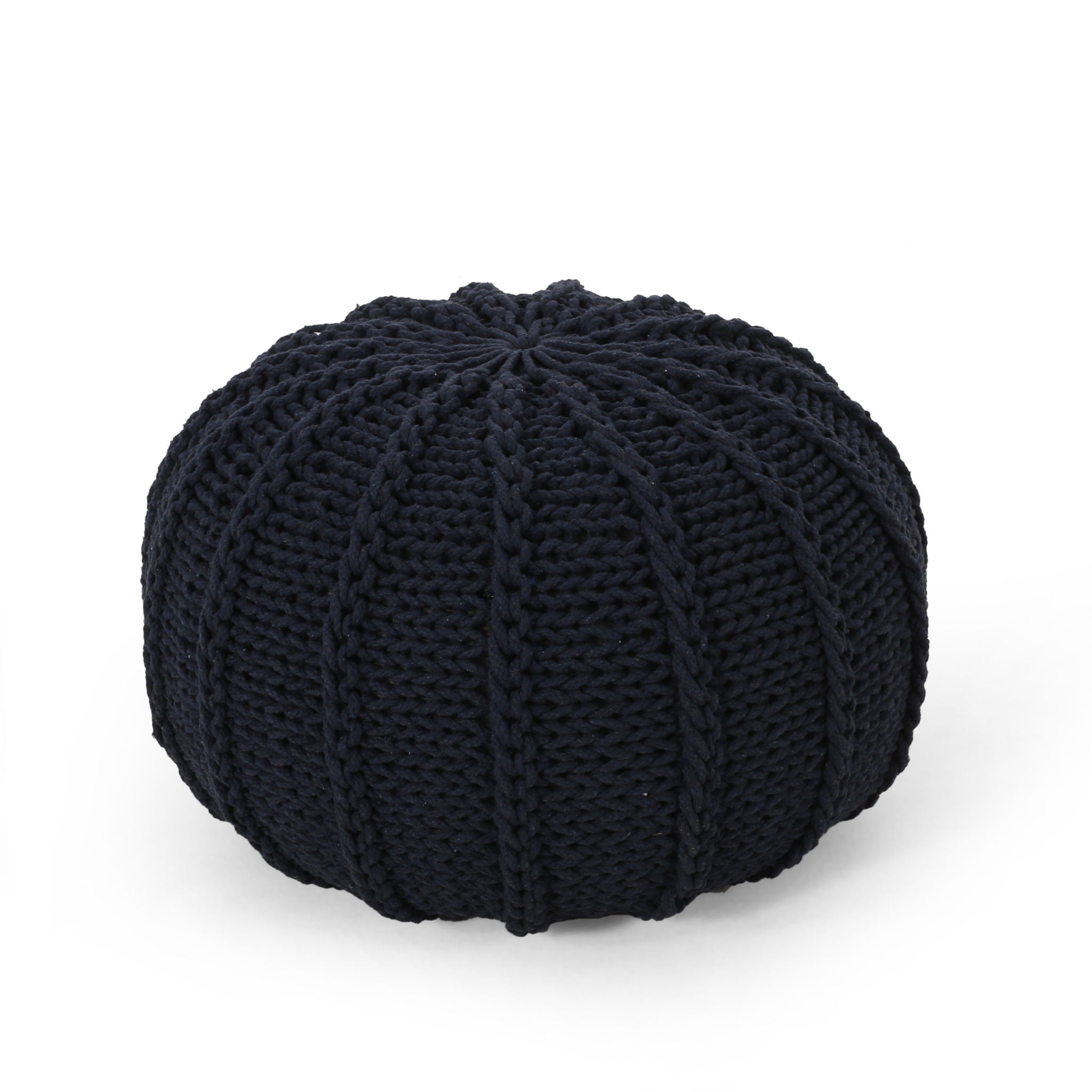 Bordeaux Knitted Round Pouf Ottoman And Floor Cushion