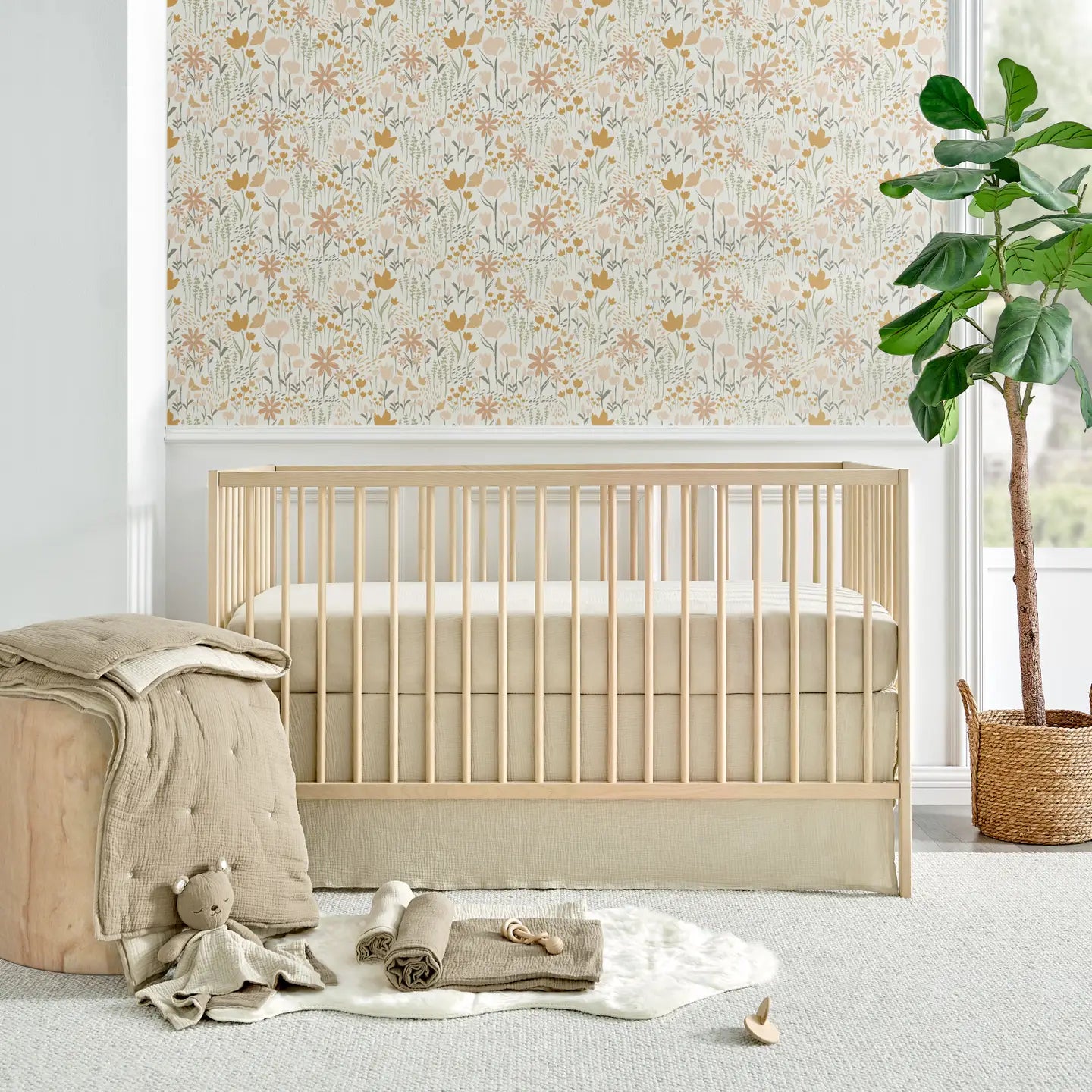 Cloud Muslin 5pc Baby Crib Bedding Set: Cocoa/Beige