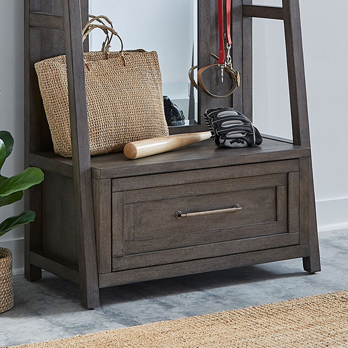 Oakline Farmhouse Hall Tree for Entryway Storage