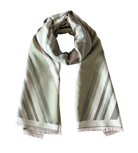 stylesilove Women Vivid Striped Cashmere Like Scarf Warm Ultra Soft Scarves Shawl Neck Wraps for All Season, 4 Colors