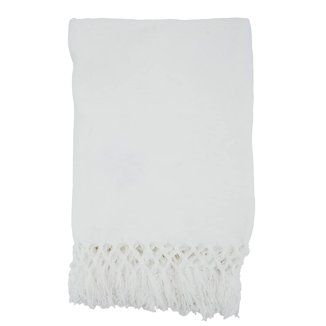 Fennco Styles Hand Knotted Chenille Throw 50" W x 60" L - Solid Throw Blanket for Couch, Living Room, Bedroom, Christmas, Holiday and Home Décor