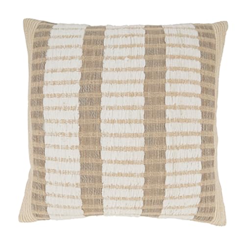 Natural Striped Design Decorative Throw Pillow Cover 20" W x 20" L - 100% Woven Modern Cushion Case for Home, Couch, Bedroom, Living Room and Office Décor
