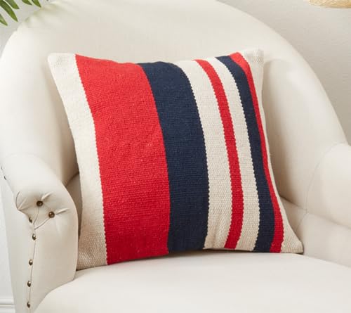 Americana Stripe Cotton Pillow Cover, 18" x 18"