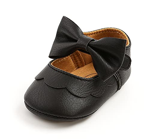 Styles I Love Infant Baby Girls Soft Leather Big Bow Mary Jane Shoes Anti-Slip Rubber Sole Crib Shoes