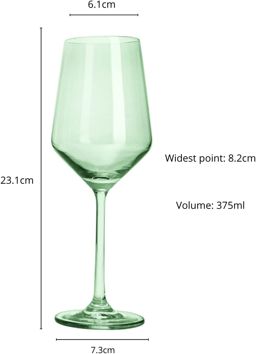 Set Of 6 Green Colored Wine Glasses 12 Oz Hand Blown Italian Style Crystal Bordeaux Wine Glasses Pre