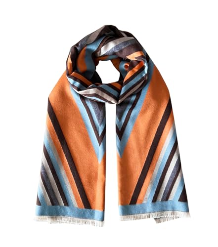 stylesilove Women Vivid Striped Cashmere Like Scarf Warm Ultra Soft Scarves Shawl Neck Wraps for All Season, 4 Colors