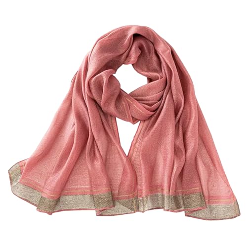 stylesilove Women Shimmering Striped Scarf Silk-like Scarves Ultra Lightweight Soft Shawl Neck Wraps