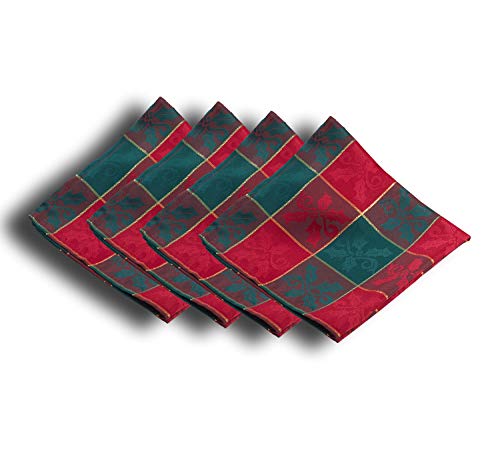 Fennco Styles Royal de Noël Collection Classic Plaid Jacquard Tablecloth – Red Green Tablecloth for Christmas Banquets, Family Gathering, Special Events and Home Décor