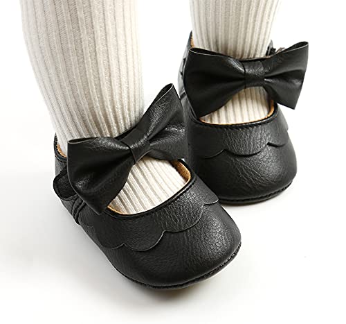 Styles I Love Infant Baby Girls Soft Leather Big Bow Mary Jane Shoes Anti-Slip Rubber Sole Crib Shoes