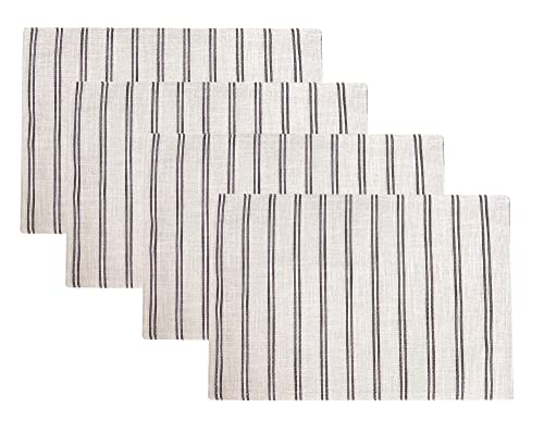 Fennco Styles Modern Striped Linen Blend Table Runner 16" W x 54" L - Beige Woven Table Cover for Home Décor, Dining Table, Banquets, Family Gathering and Special Events