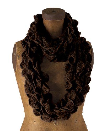 stylesilove Women Girls Chic Ruffle Knit Infinity Circle Loop Scarf Versatile Winter Autumn Fashion Neck Warmer