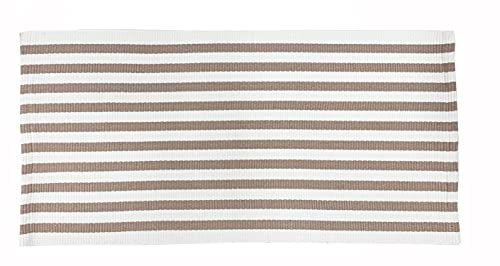 Fennco Styles Woven Classic Striped Area Rug 24" W x 51" L - Navy Blue Cotton Blend Carpet Indoor Outdoor Floor Mat for Living Room, Entryway, Bedroom and Floor Décor
