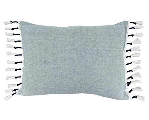 Fennco Styles Tasseled Design Pure Cotton Decorative Throw Pillow – 16" W x 23" L Rectangular Cushion for Couch, Sofa, Bedroom, Office and Living Room Décor
