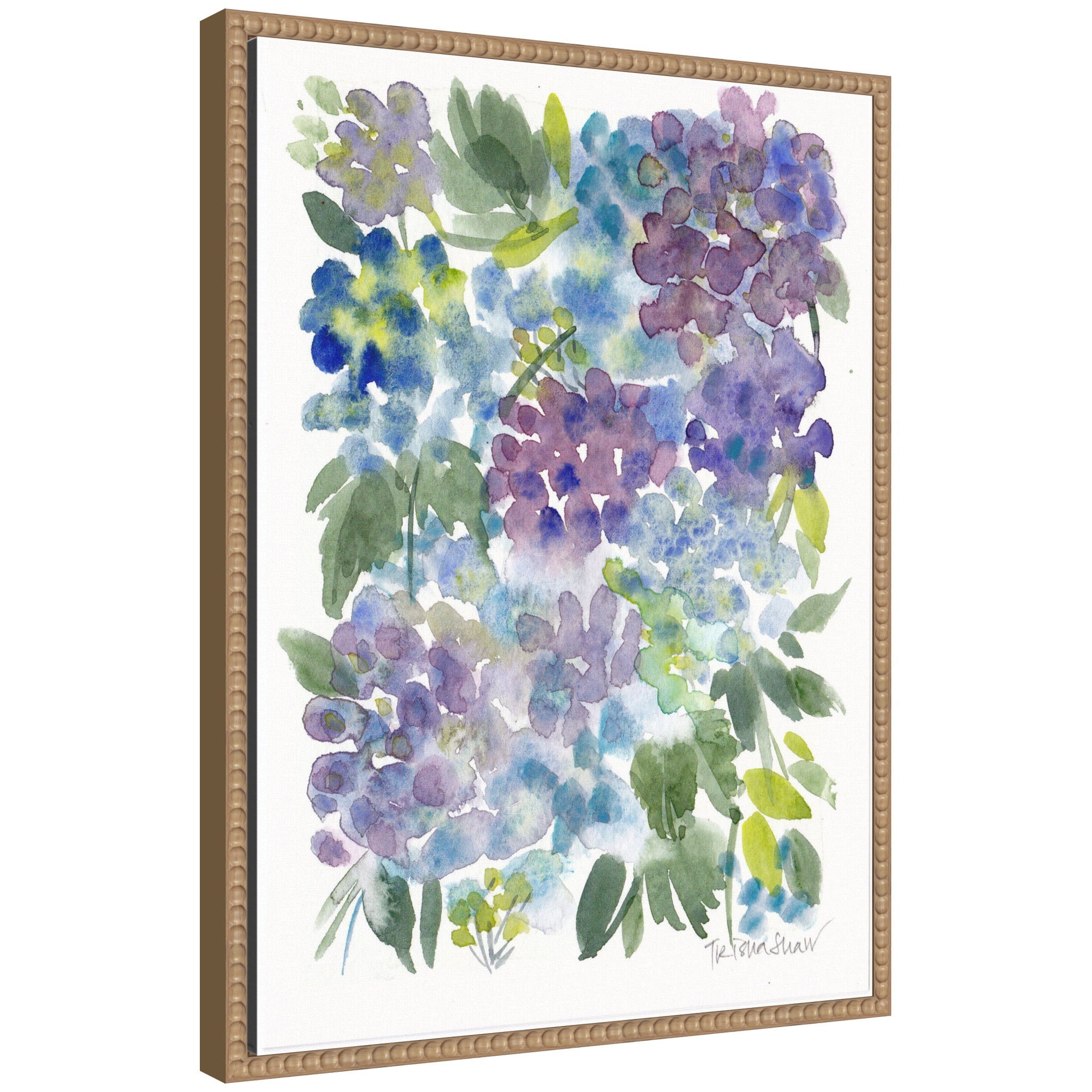 Sylvie Watercolor Purple Hydrafloral Framed Canvas by Patricia Shaw