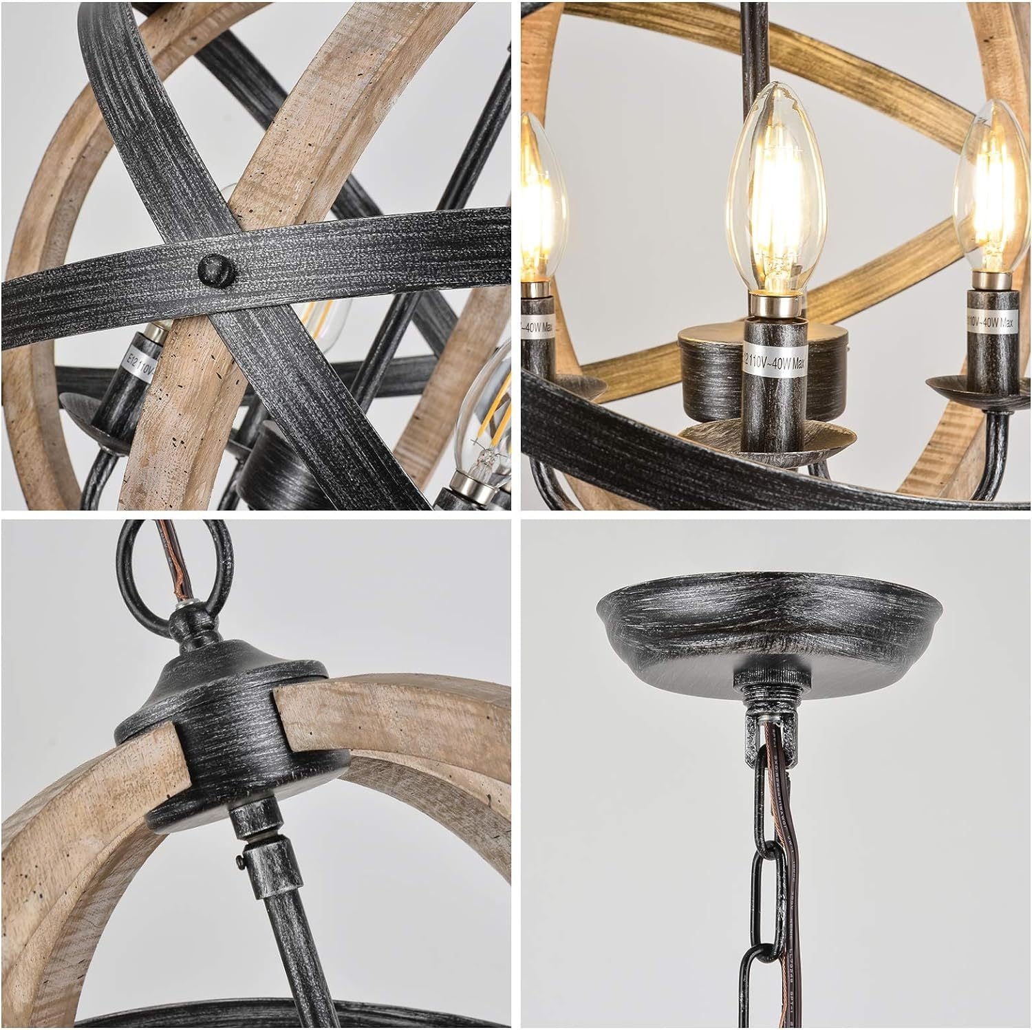 4-Light Dining Room Farmhouse Chandelier Light Fixtures