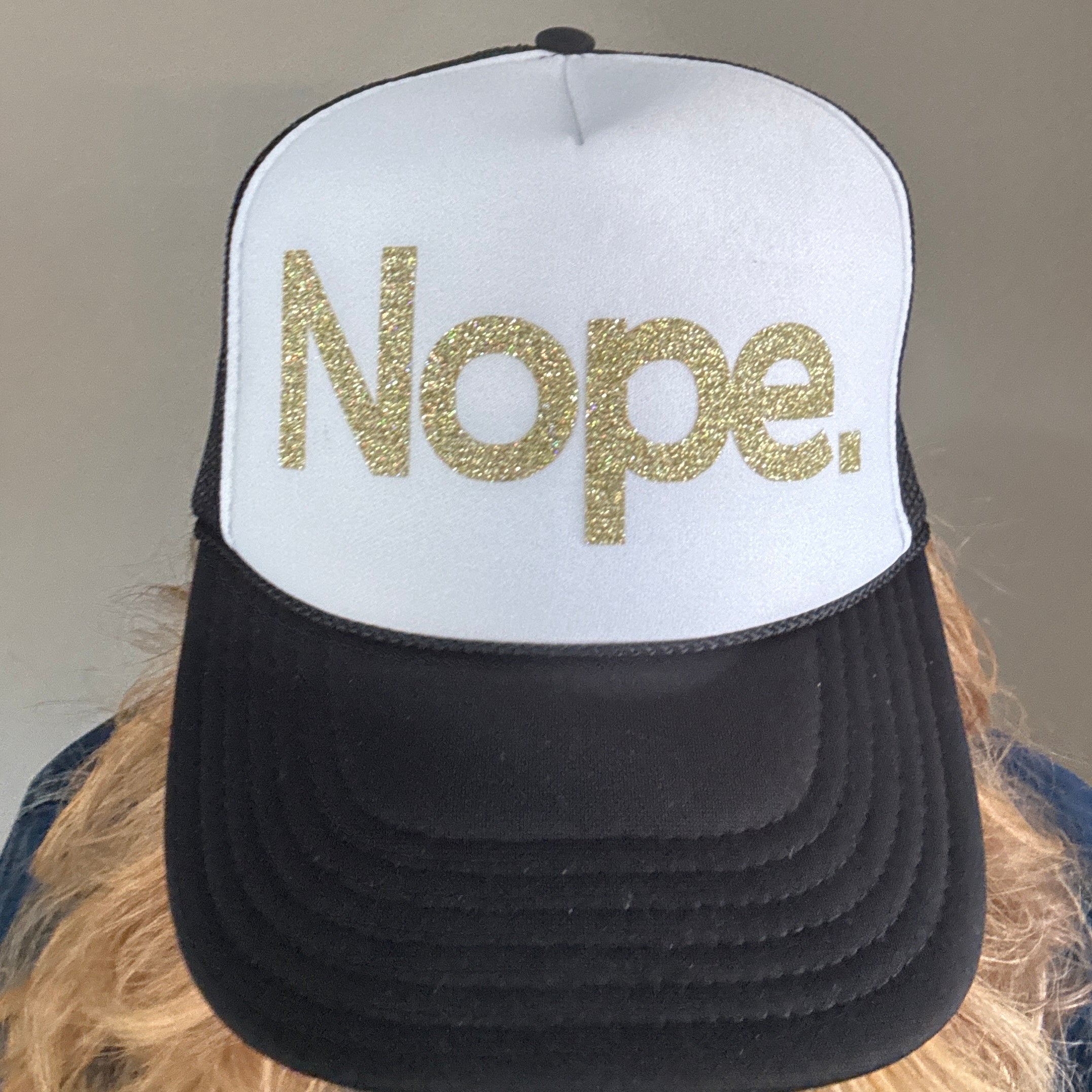 Midlifers Nope. black and white trucker hat
