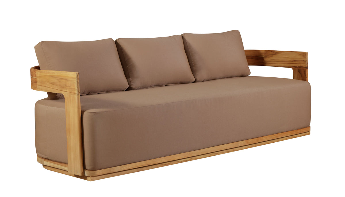 Eclipse Outdoor solid Teak Wood Sofa Set - light brown fabric