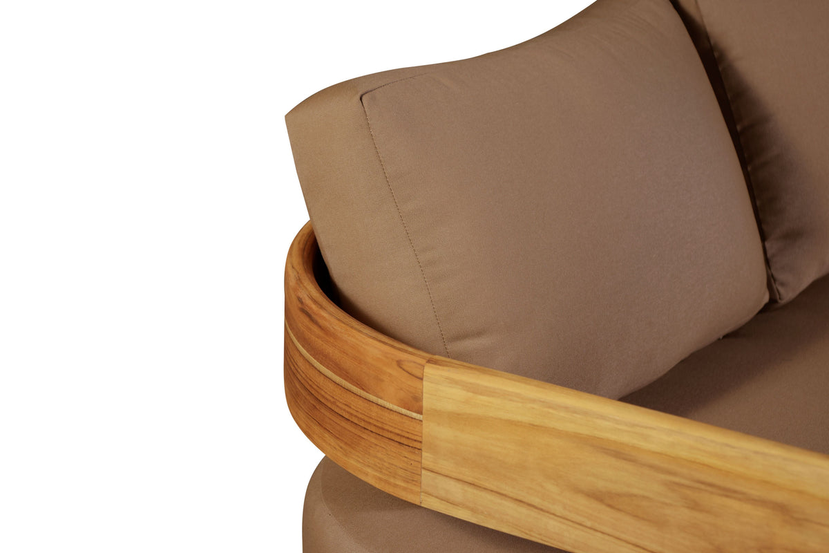 Eclipse Outdoor solid Teak Wood Sofa Set - light brown fabric