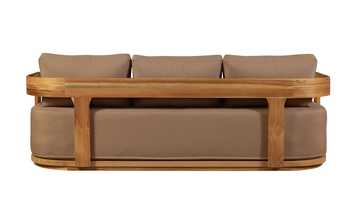 Eclipse Outdoor solid Teak Wood Sofa Set - light brown fabric