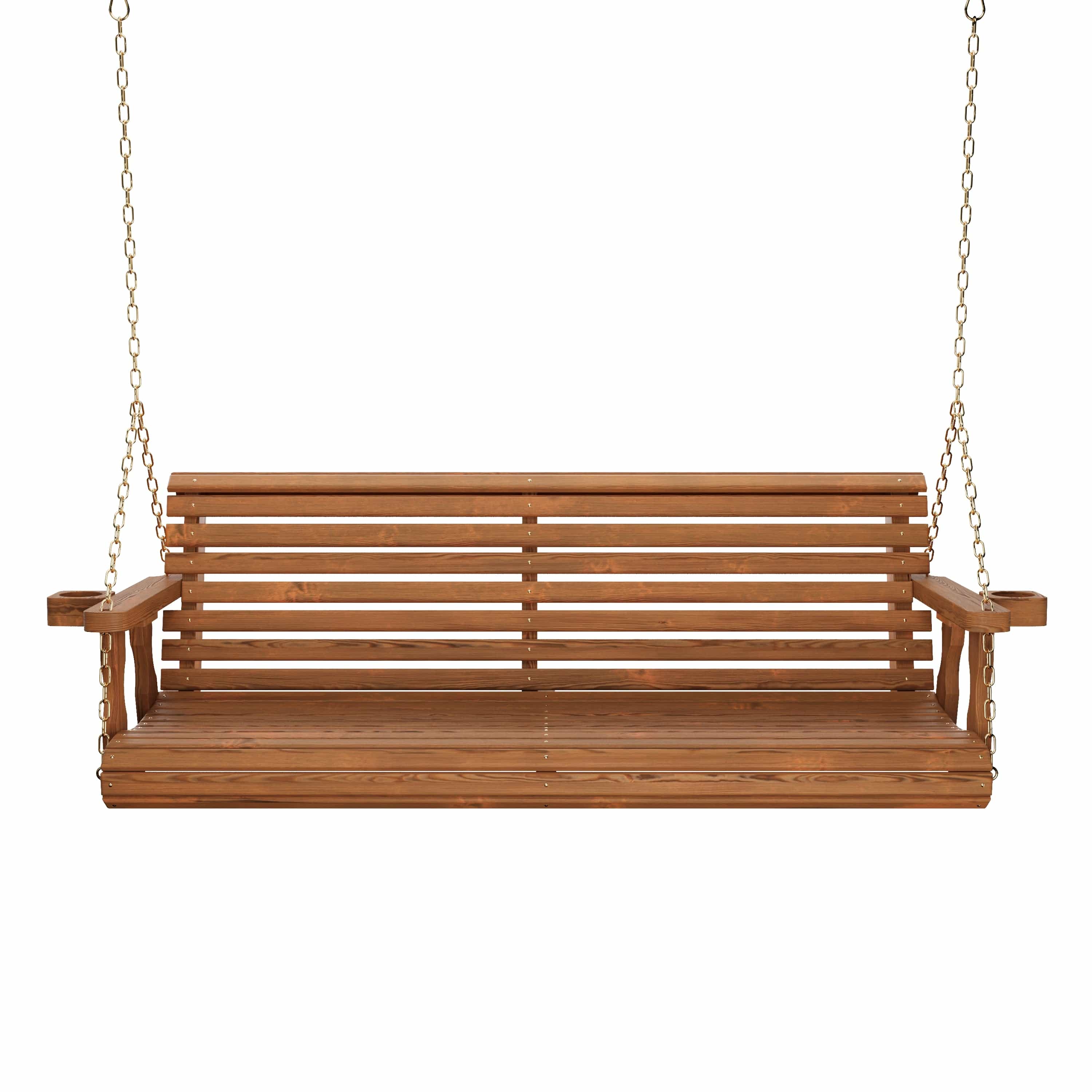 Amish Casual 4 Foot Roll Back Porch Swing in Oak with Clearcoat
