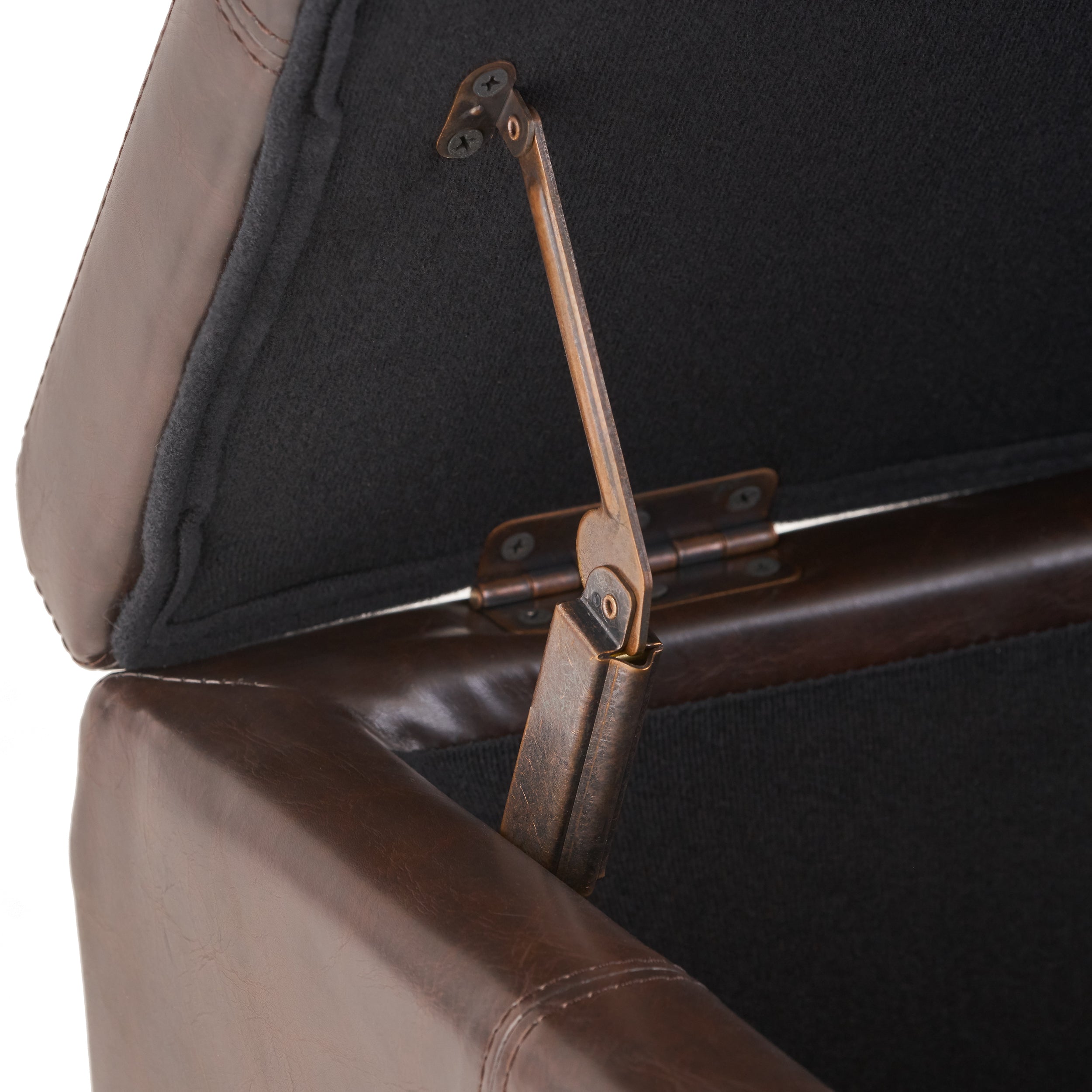 Upholstered PU Leather Storage Ottoman with Solid Wooden Legs