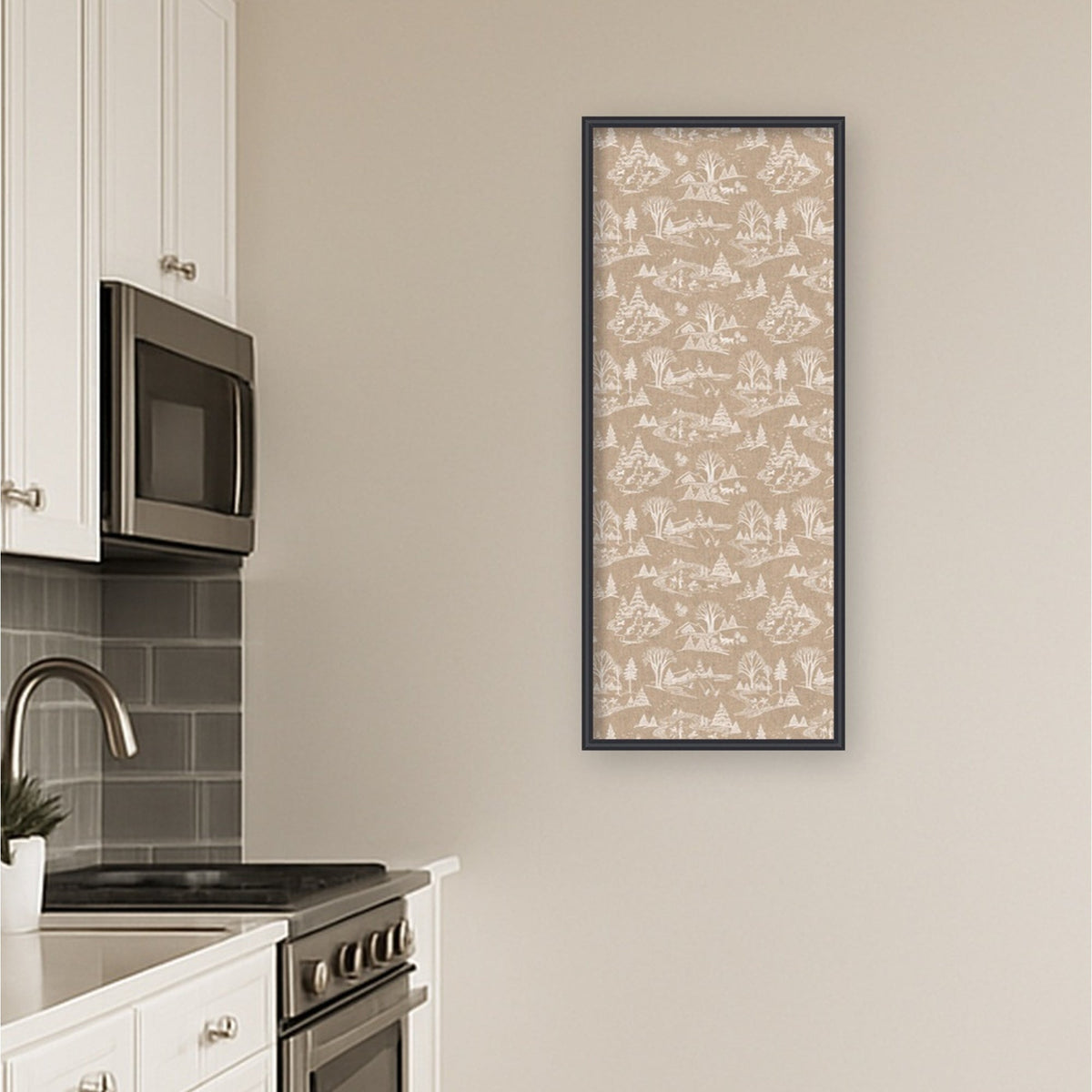 Kate and Laurel Framed Fabric Pinboard Wonderland White Toile