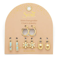 Interchangeable Charm Earring - Aqua Terra/Peace/Gold