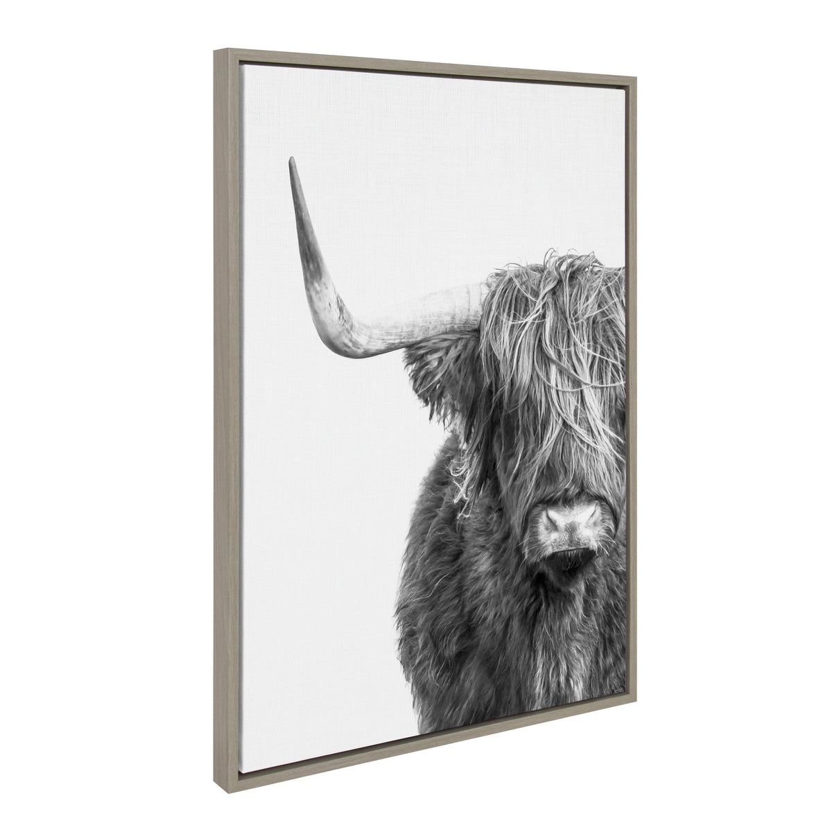 Sylvie B&W Highland Cow No. 1 Framed Canvas by Amy Peterson Art Studio