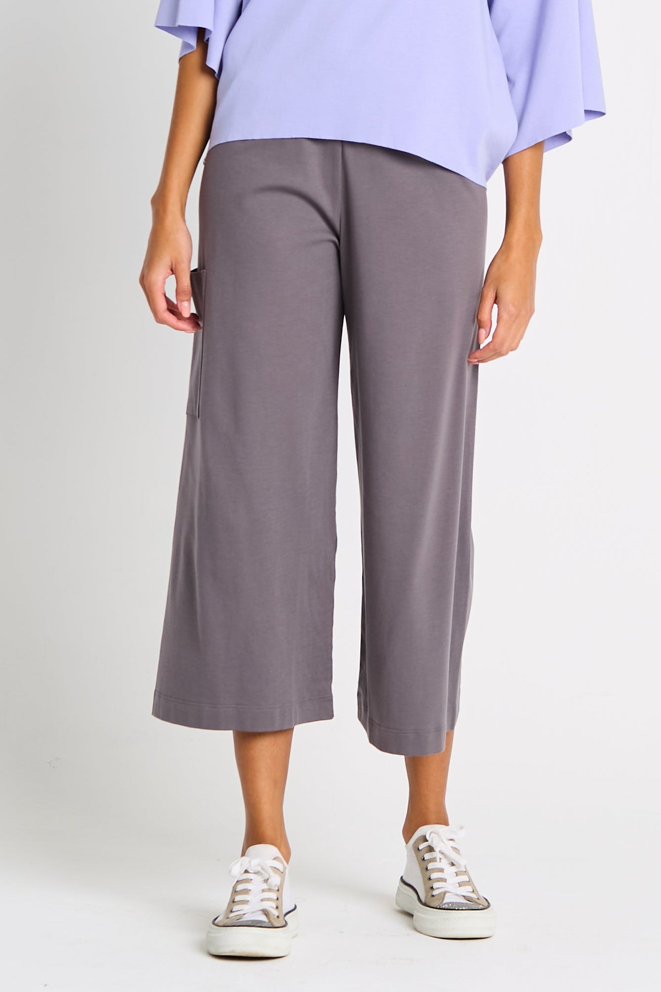 Pima Cotton Cropped Gaucho Pants - Lava