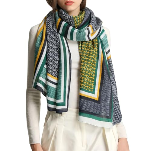 stylesilove Women Stripe Geometric Printed Lightweight Fashion Scarf Large Shawl Scarves Neck Wraps for All Season, 7 Colors