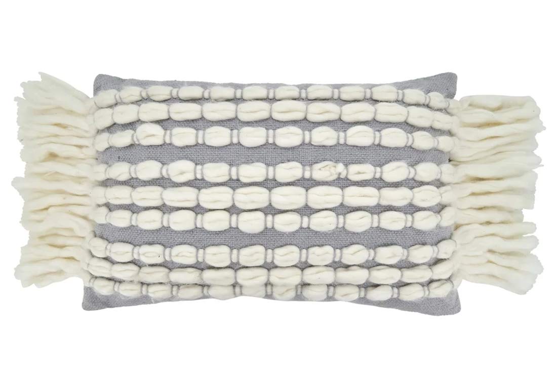 Fennco Styles Tasseled Design Pure Cotton Decorative Throw Pillow – 16" W x 23" L Rectangular Cushion for Couch, Sofa, Bedroom, Office and Living Room Décor