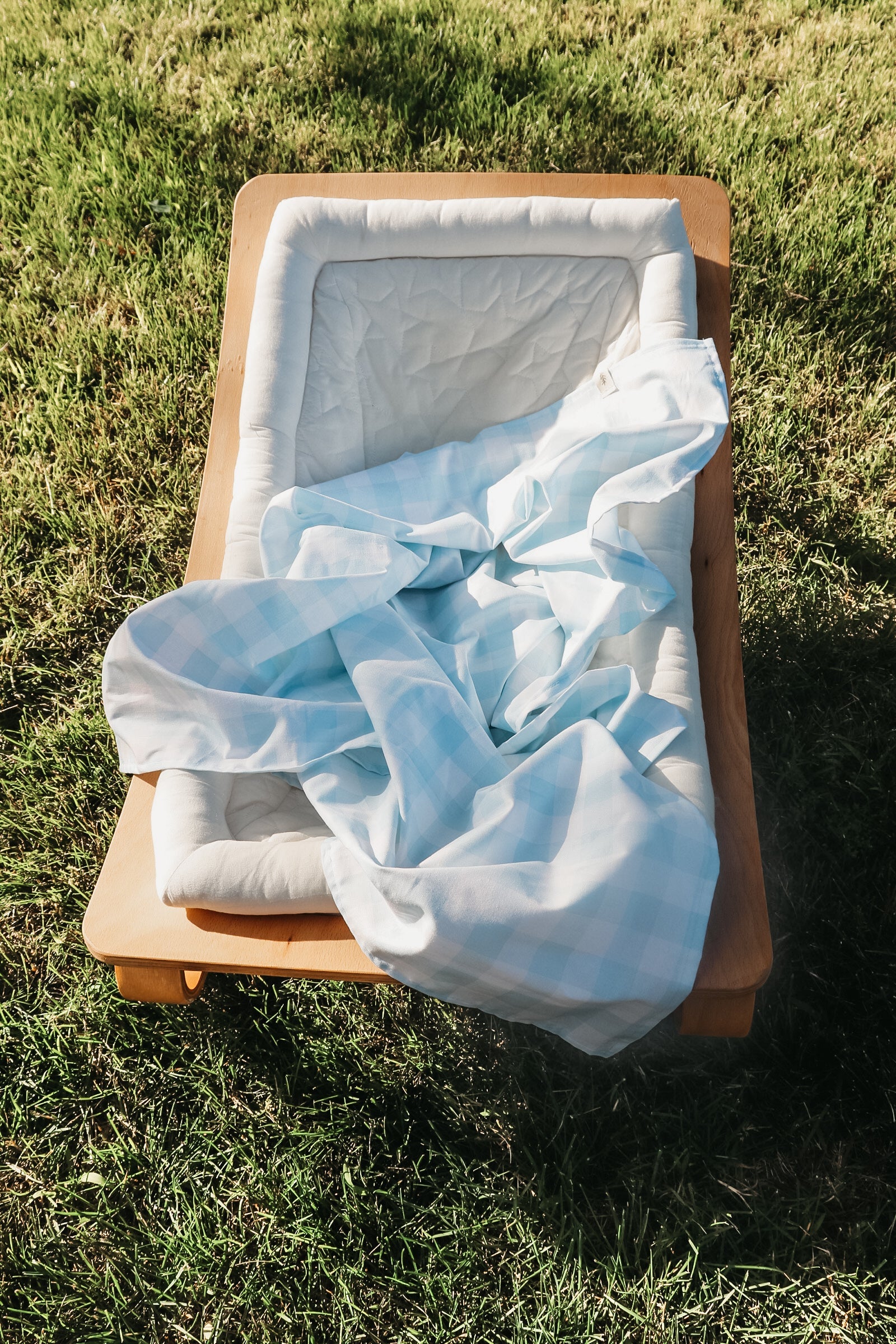 Light Blue Checkered Blanket