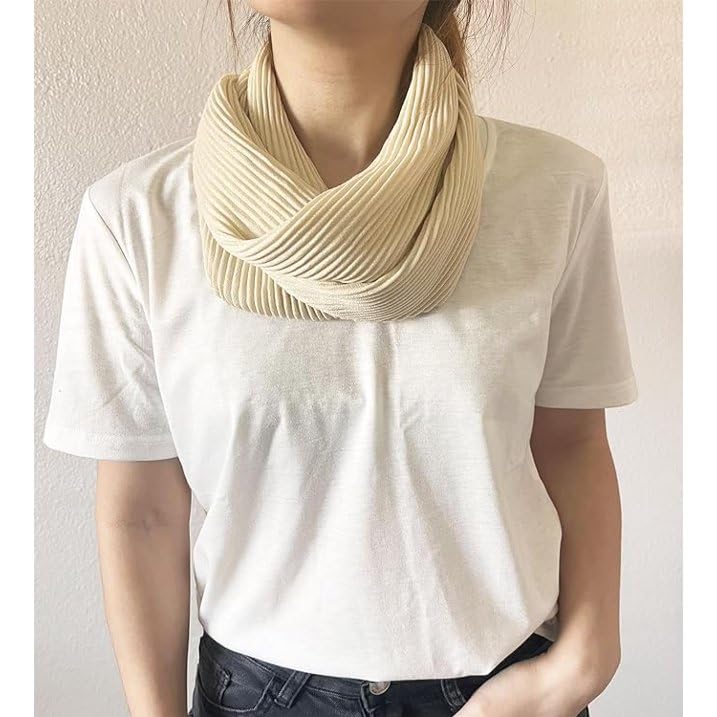 stylesilove Women Crinkle Pleated Square Scarf Solid Color Neckerchief Soft Bandana Small Shawl Neck Wraps for All Season