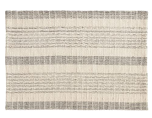 Alexandra Collection Cottage Striped Cord Woven 100% Cotton 16 x 54 Inch Table Runner – Ivory Table Runner for Banquets, Family Gathering, Special Events and Home Décor