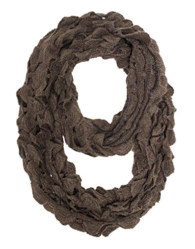 stylesilove Women Girls Chic Ruffle Knit Infinity Circle Loop Scarf Versatile Winter Autumn Fashion Neck Warmer