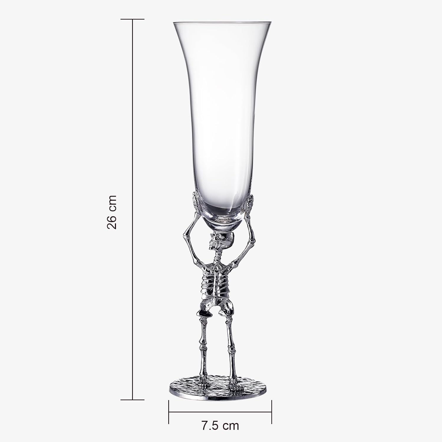 Skeleton Champagne Flute Glass Single 7 5OZ Halloween Skeleton Glasses 10 H Goth Gifts Skeleton Gift