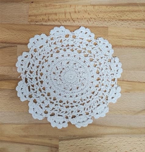 Fennco Styles Handmade Medallion Crochet Lace Round Cotton Placemat Doilies - 4 Pack