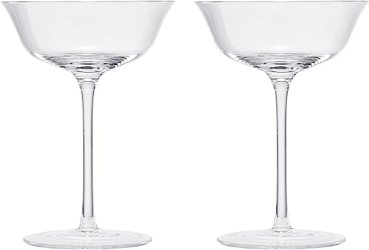 Vintage Crystal Coupe Glasses Set Of 2 Clear Radiance Champagne Martini Cocktails Hand Blown Classy