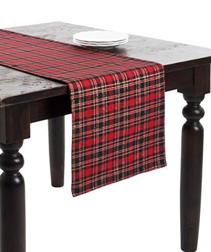 Fennco Styles Highland Holiday Red & Black Plaid Design Table Runner 16"x54"