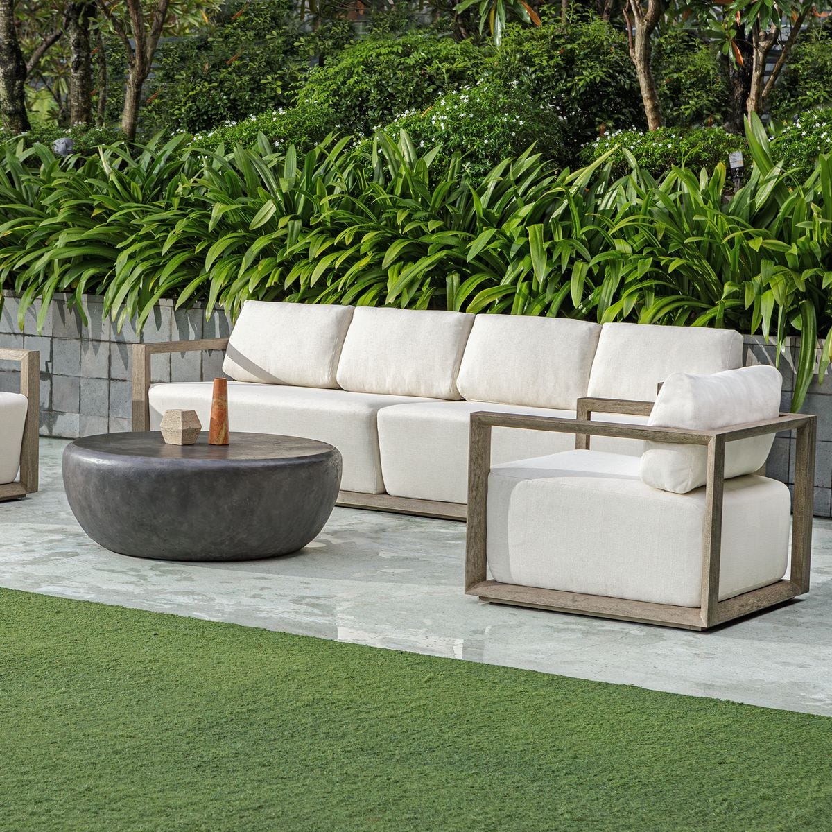 Remsen Outdoor 4-Seat Sofa - Weathered Gray/Oyster