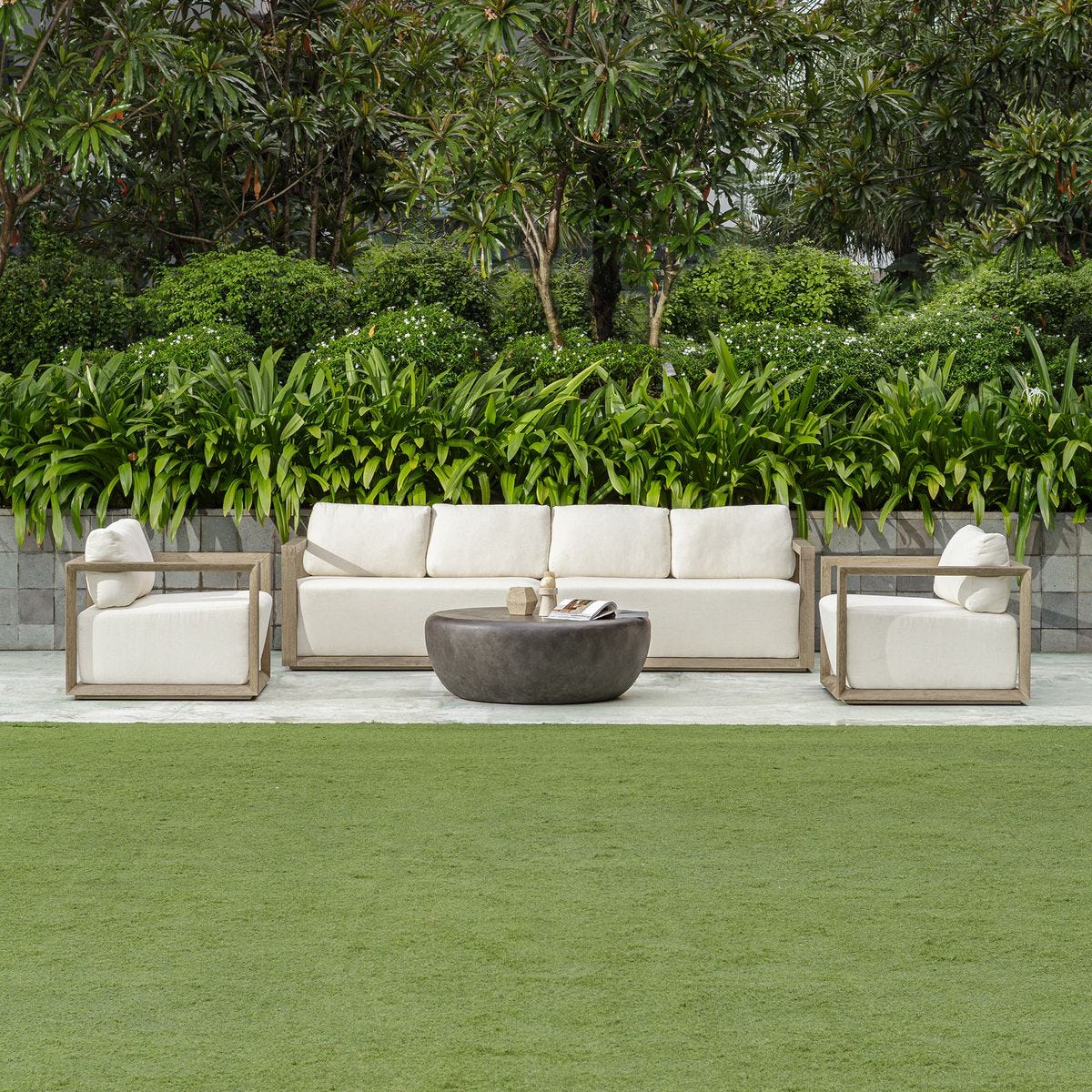 Remsen Outdoor 4-Seat Sofa - Weathered Gray/Oyster