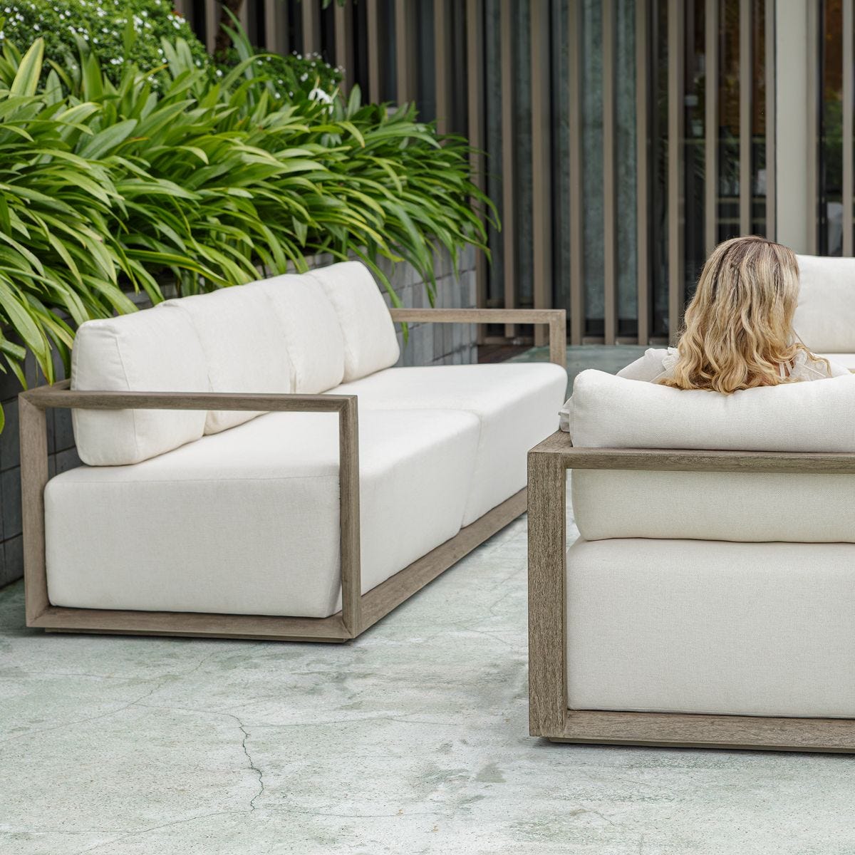 Remsen Outdoor 4-Seat Sofa - Weathered Gray/Oyster