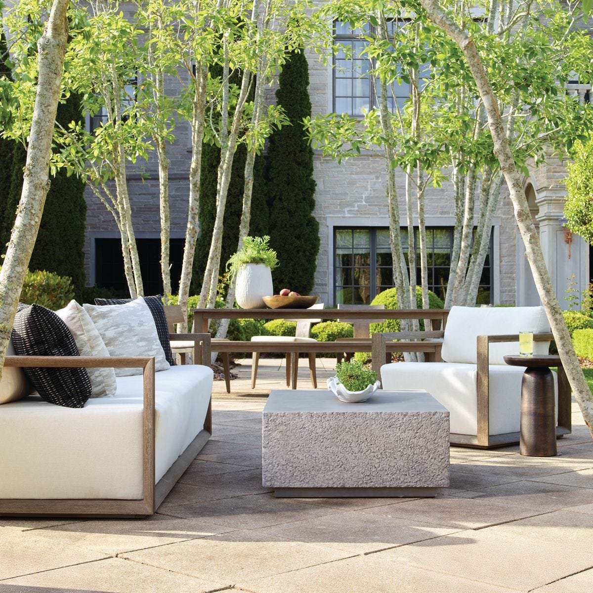Remsen Outdoor 4-Seat Sofa - Weathered Gray/Oyster