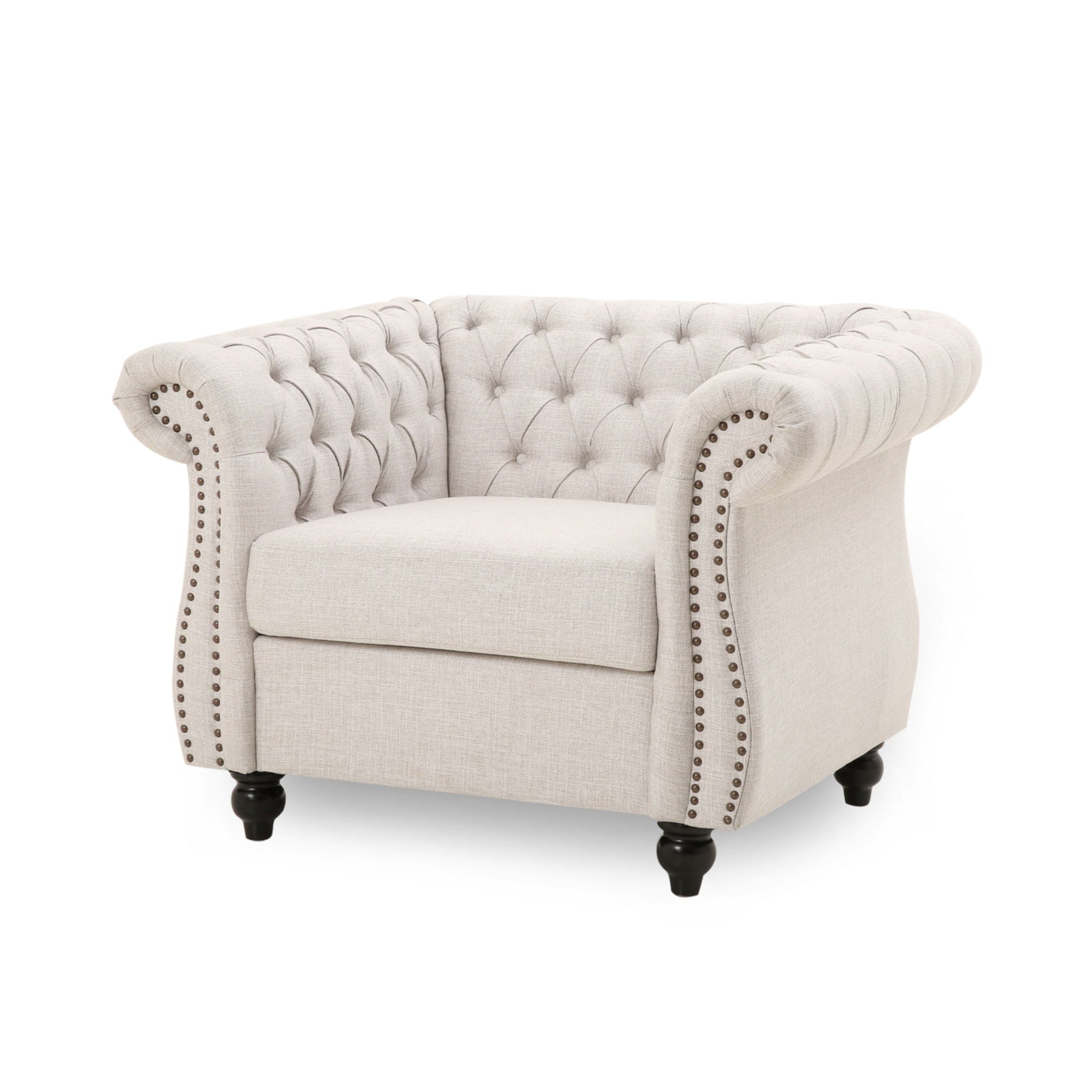 Nexuson Upholstered Chesterfield Chair With Deep Tufted And Nailhead Trim