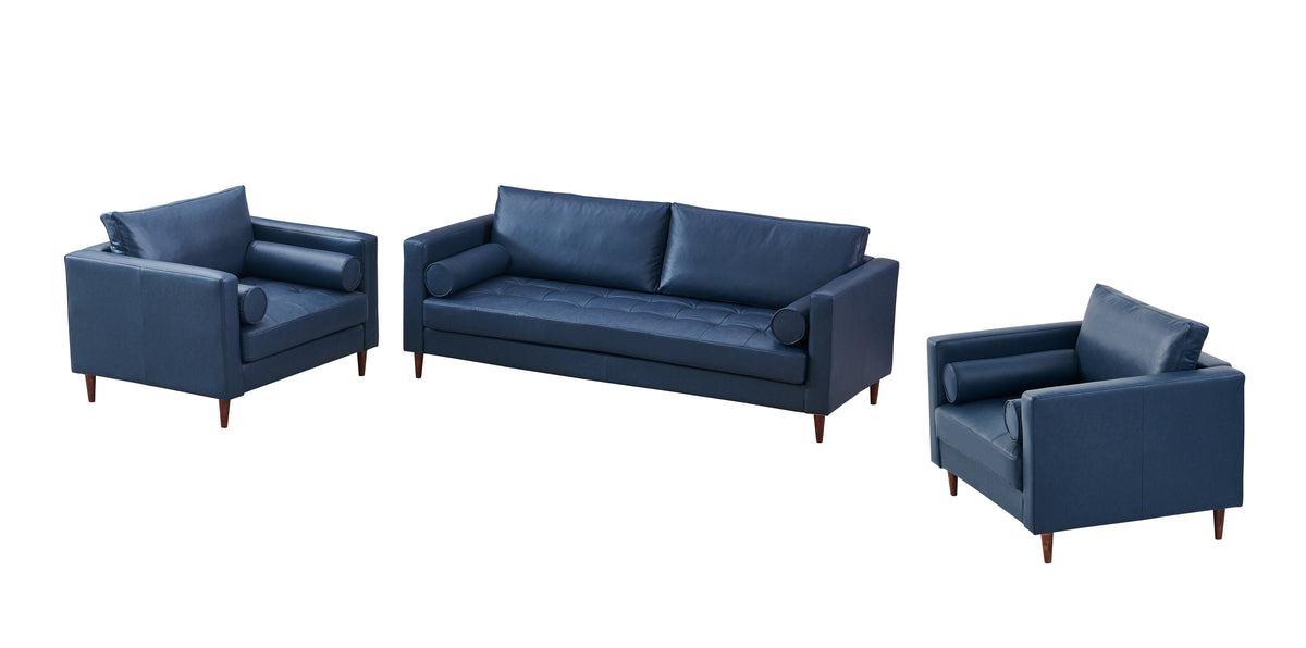 Alessandra Modern Contemporary Eco Leather Arm Chair - Blue