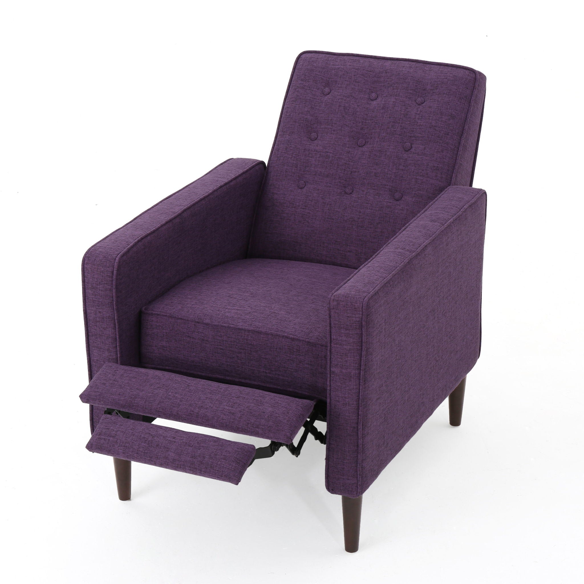 Mid-Century Modern Recliner With Button Tufted Waffle Stitch